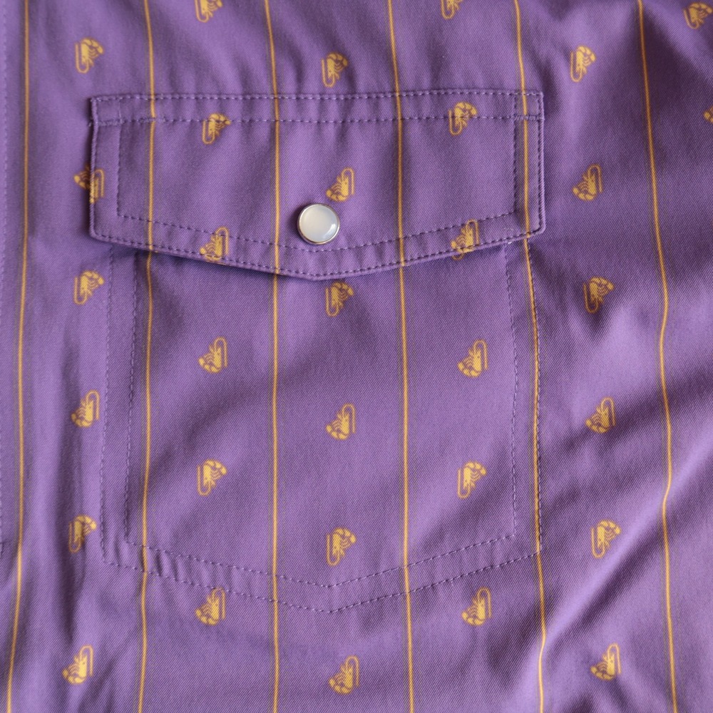 Poncho Mens XL Regular Fit Purple Short Sleeve Snap The Hoodoo Crawfish Shirt - Picture 7 of 11